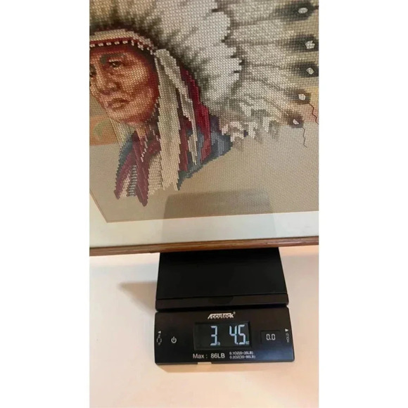 Vintage 1989 Indian Chief Cross Stitch Needlework Leisure Arts 834 13"x16" - Picture 10 of 11